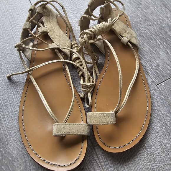 Michael Kors Wrap Strap Leather Suede Gladiator Sandals - Picture 2 of 12